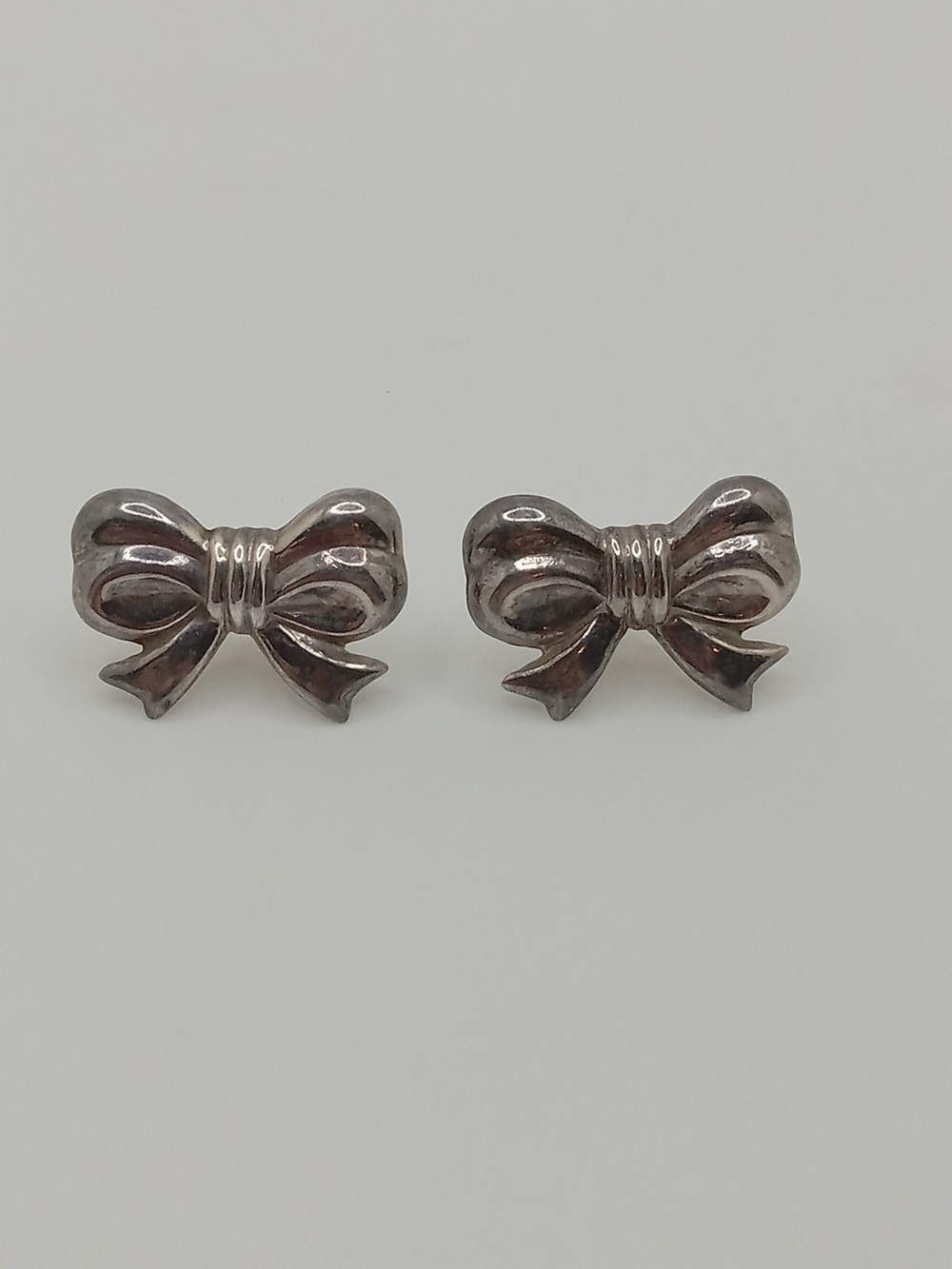 Vintage ND 925 Sterling Silver Bow Ribbon Stud Earrings 4g Signed